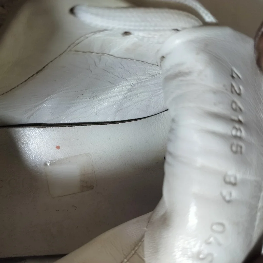 Gucci Interlocking G Leather Sneakers Off-White Low Top Trainers Mens 10.5 - Picture 15 of 16